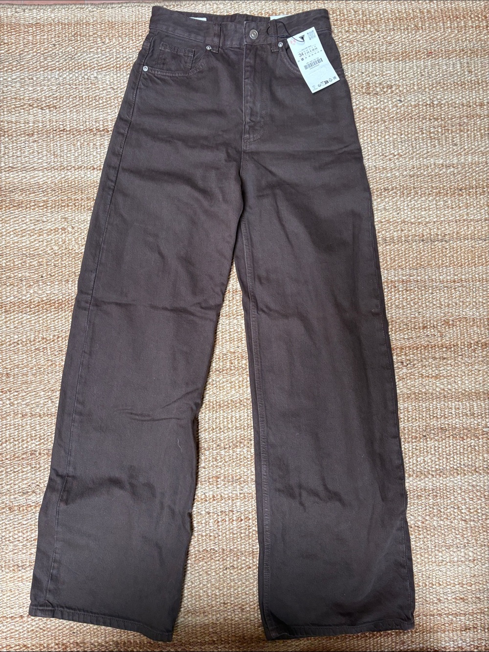 NWT Zara Brown Wide-Leg Jeans